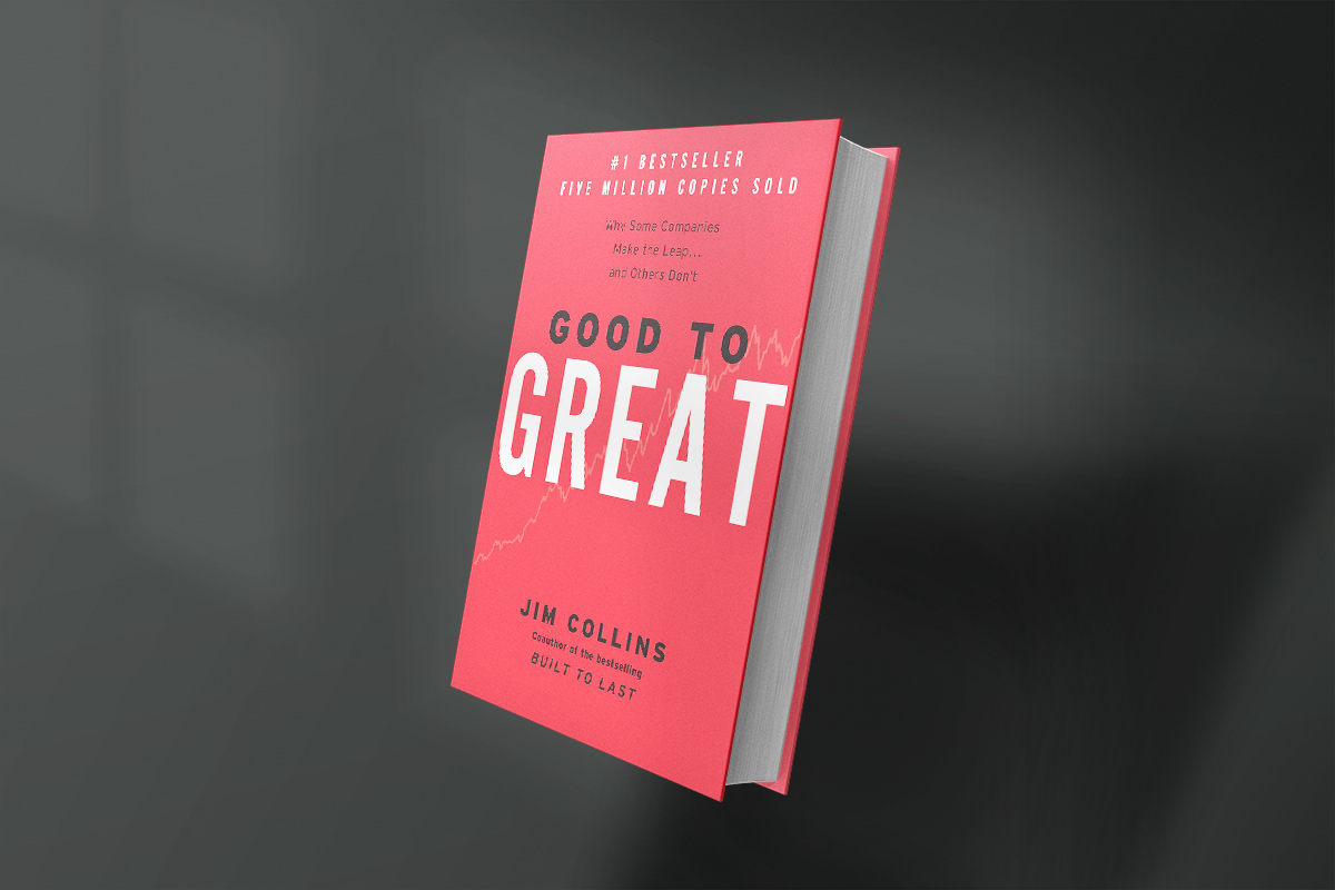 Cover image of "Good to Great" by Jim Collins, a bestselling business book