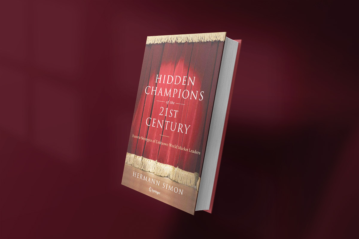 Cover of "Hidden Champions of the 21st Century" by Hermann Simon, featuring red stage curtains and the subtitle "Success Strategies of Unknown World Market Leaders
